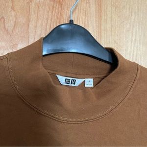 Uniqlo Brown Mock Neck Sweatshirt Dress